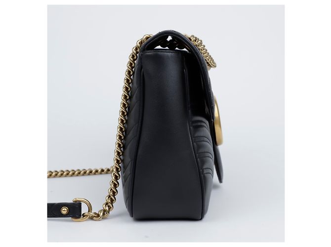 Gucci Borsa a tracolla GG Marmont Matelassé in pelle Medium con catena Nero - vista 5