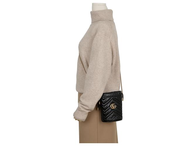 Gucci Mini borsa a secchiello GG Marmont nera Nero - vista 9