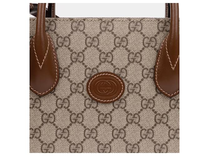 Gucci Kleiner Interlocking Tote Schulterbeutel Braun - Ansicht 2
