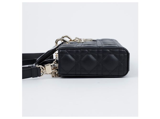 Borsa Lady Dior Medium Cannage in agnello nero - vista 4