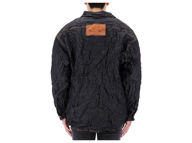 Acne Crinkle Denim Jacke Schwarz - Ansicht 4