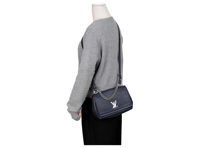 Louis Vuitton Leder-Tote-Schultertasche Navy Blau - Ansicht 10