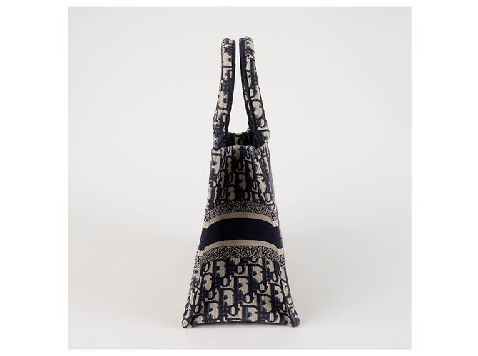 Dior Small Book Tote Bag Oblique Navy Blu - vista 3