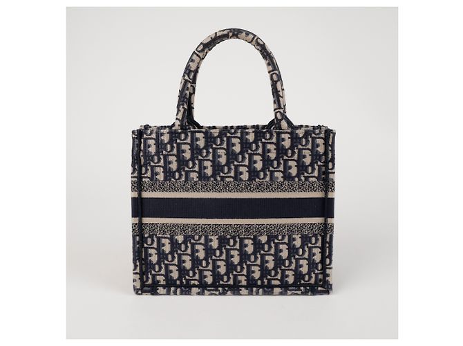 Dior Small Book Tote Bag Oblique Navy Blu - vista 4