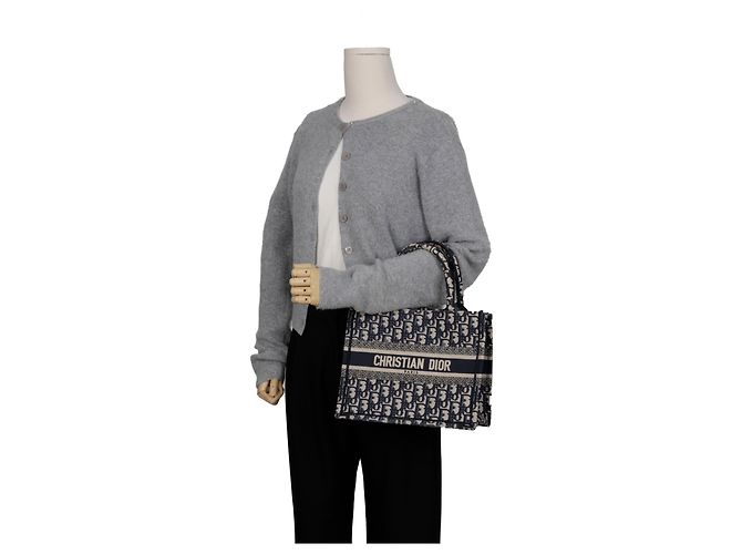 Dior Small Book Tote Bag Oblique Navy Blu - vista 9