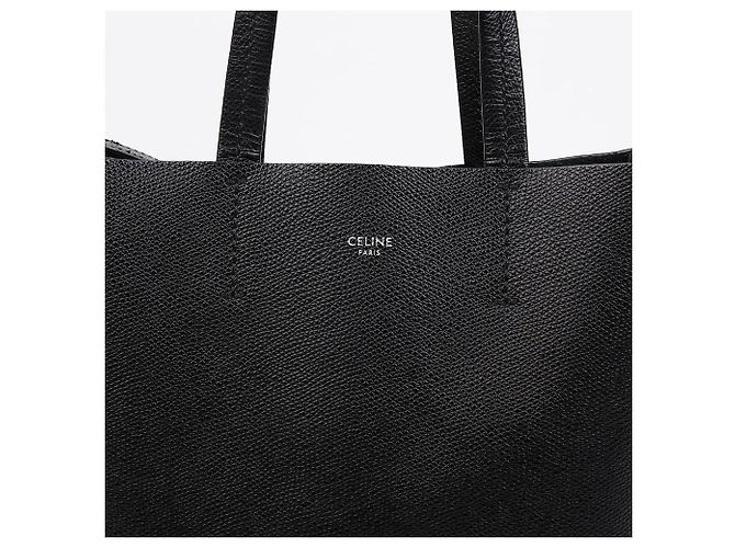 Cabas Céline Piccola Tote Verticale in Pelle e Borsa a Spalla Nera Nero - vista 3