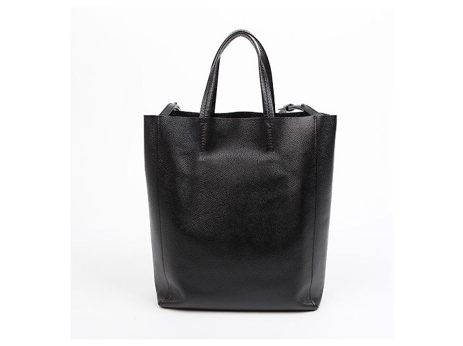 Cabas Céline Piccola Tote Verticale in Pelle e Borsa a Spalla Nera Nero - vista 5