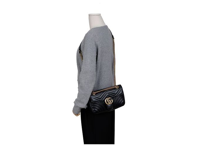 Gucci Borsa a tracolla GG Marmont Small Matelassé nera Nero - vista 10