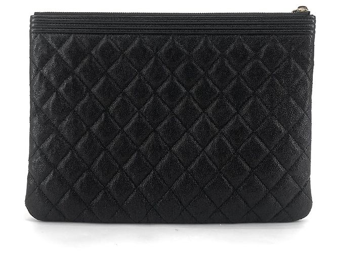 Chanel Clutch Caviar Gold Boy New Medium Nero - vista 3