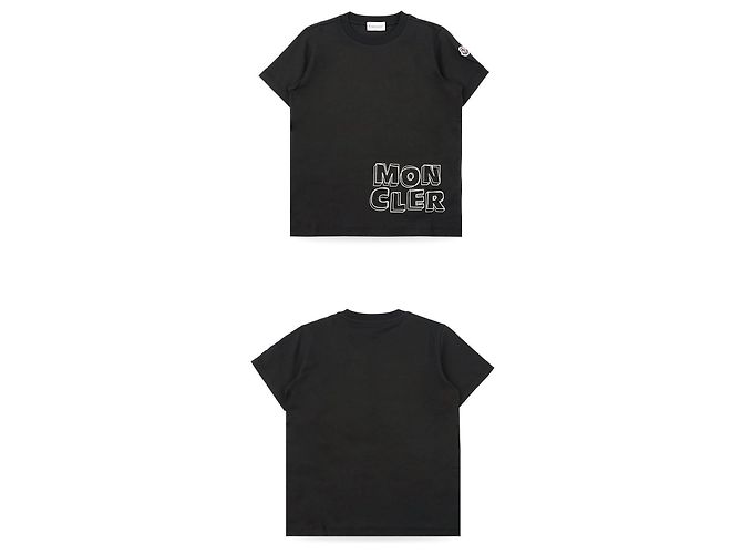 Moncler T-shirt a maniche corte in cotone con stampa logo Nero - vista 3