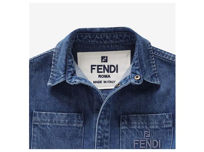 Fendi Denimjacke mit Logo Blau - Ansicht 5