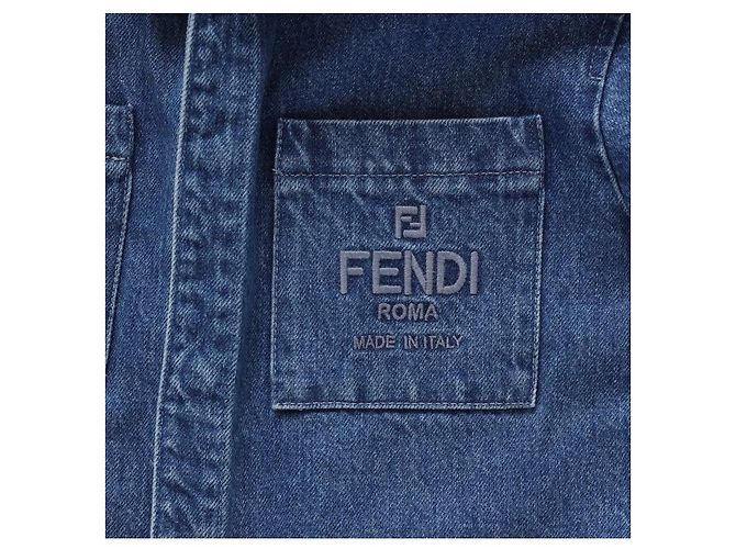 Fendi Denimjacke mit Logo Blau - Ansicht 7