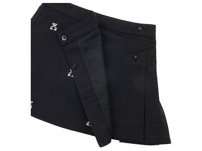 Burberry Gonna plissettata ATENA EMB con ricamo Thomas Bear Nero - vista 7
