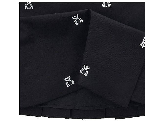 Burberry Gonna plissettata ATENA EMB con ricamo Thomas Bear Nero - vista 8