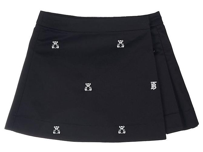 Burberry Gonna plissettata ATENA EMB con ricamo Thomas Bear Nero - vista 9