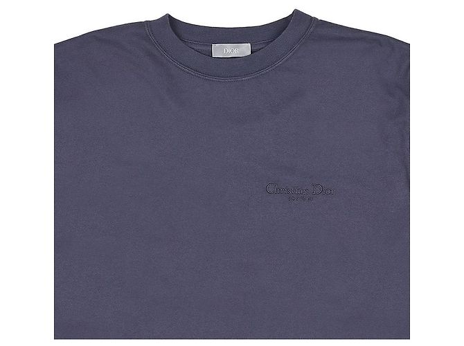 Dior Herren T-Shirt mit ton-in-ton gesticktem Logo Blau - Ansicht 3