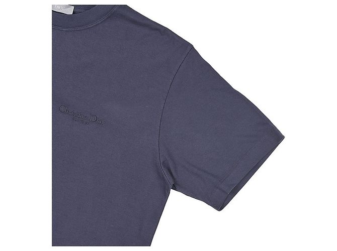 Dior Herren T-Shirt mit ton-in-ton gesticktem Logo Blau - Ansicht 4