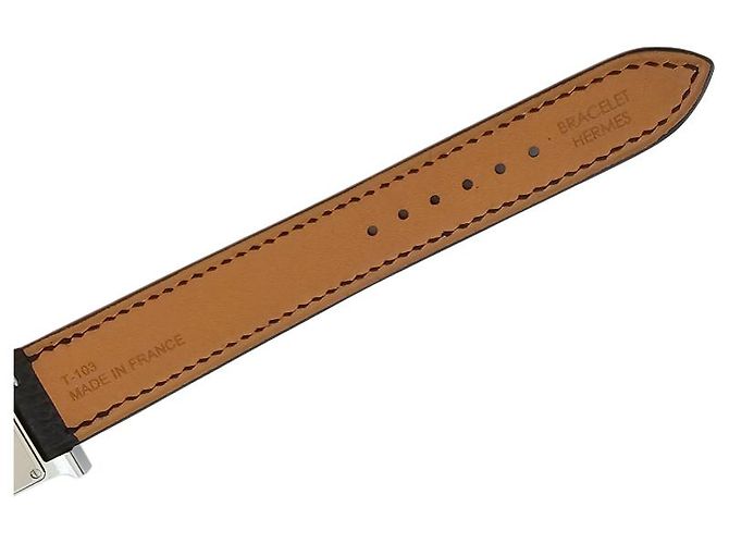 Hermès Heure Uhr Kleines Modell Silberfarbe Epsom Calfskin Armband Schwarz - Ansicht 9