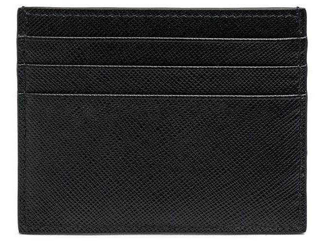 Prada Saffiano Triangle Logo Card Wallet Black - view 5