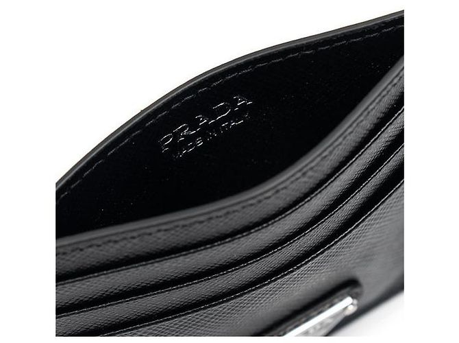 Prada Saffiano Triangle Logo Card Wallet Black - view 8