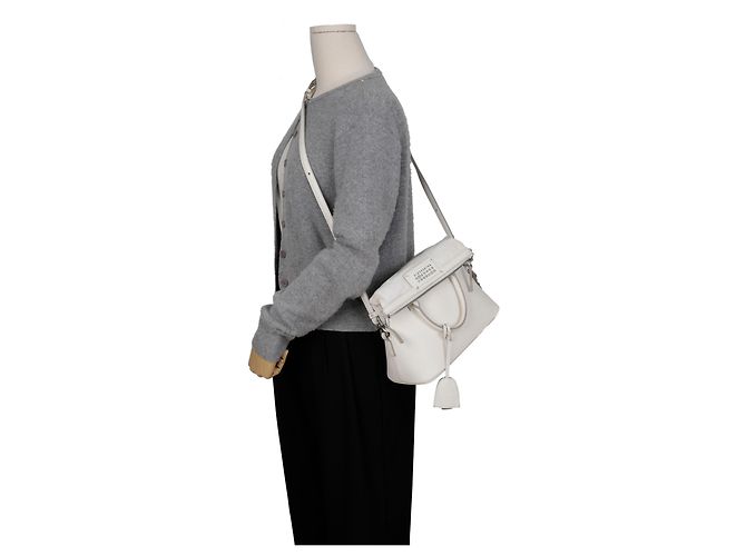 Maison Martin Margiela Mini borsa tote in pelle da donna Avorio Bianco - vista 13
