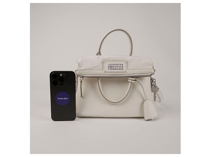 Maison Martin Margiela Mini borsa tote in pelle da donna Avorio Bianco - vista 9