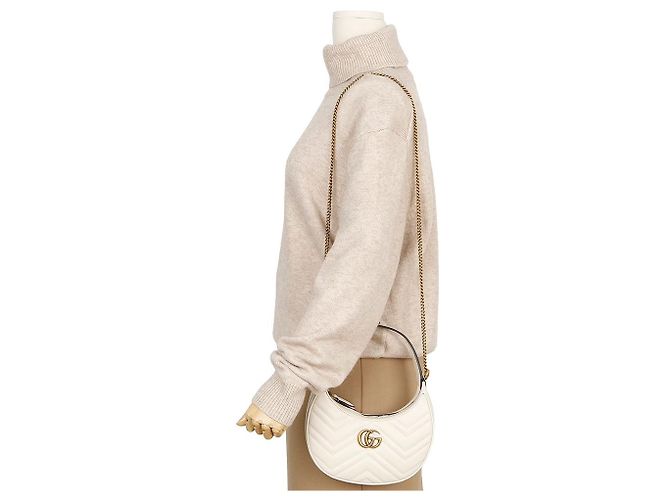 Gucci Mini borsa a tracolla GG Marmont mezzaluna Bianco - vista 10