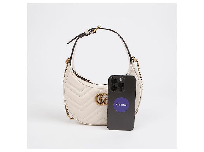 Gucci Mini borsa a tracolla GG Marmont mezzaluna Bianco - vista 8