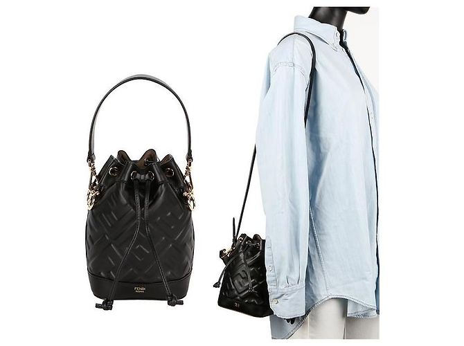 Fendi Mini borsa a tracolla Montrezzo FF Nero - vista 8