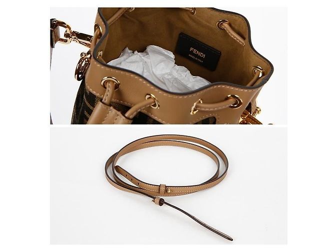Fendi Mini borsa a tracolla in tessuto Montrezzo FF Marrone - vista 13