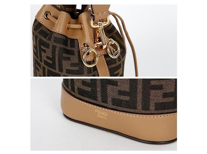 Fendi Mini borsa a tracolla in tessuto Montrezzo FF Marrone - vista 4