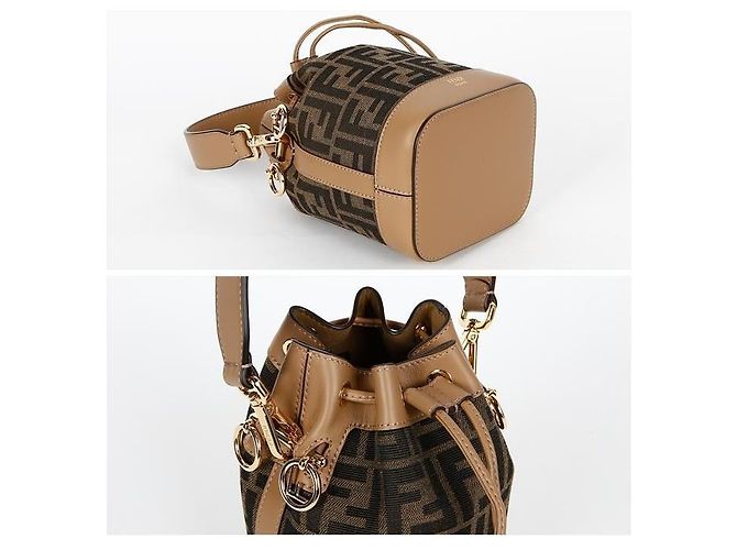 Fendi Mini borsa a tracolla in tessuto Montrezzo FF Marrone - vista 5