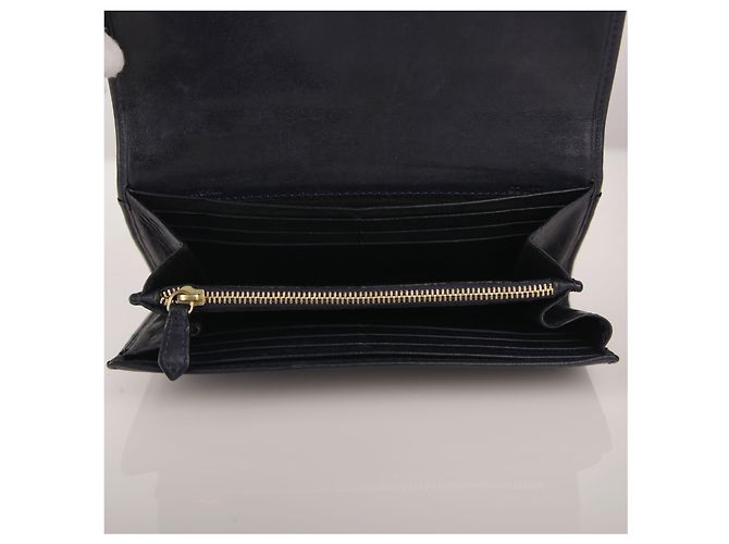 Givenchy Navy Leather Long Wallet Blue - view 6