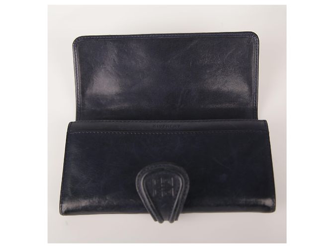 Givenchy Navy Leather Long Wallet Blue - view 8