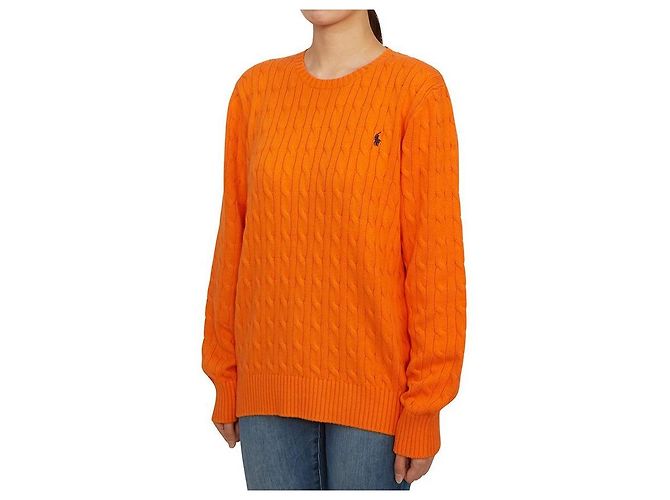 Ralph Lauren Kinder Strickjacke mit Zopfmuster ORANGE (Passt auch Erwachsenen) - Ansicht 3