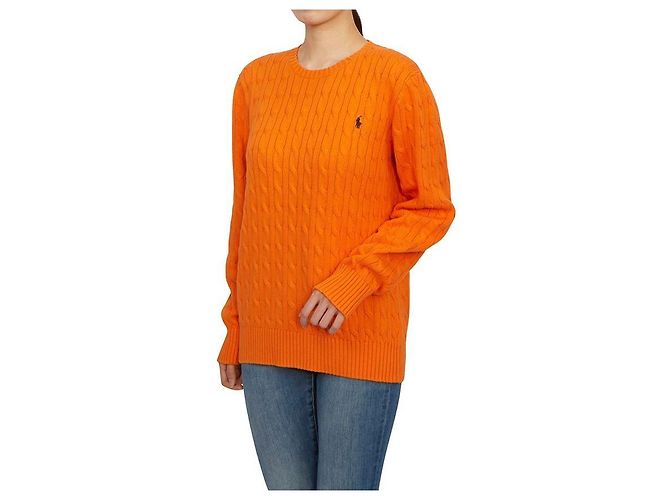 Ralph Lauren Kinder Strickjacke mit Zopfmuster ORANGE (Passt auch Erwachsenen) - Ansicht 5