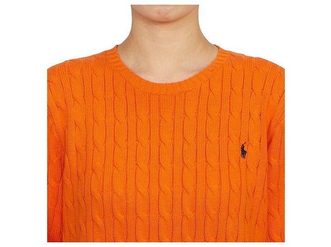 Ralph Lauren Kinder Strickjacke mit Zopfmuster ORANGE (Passt auch Erwachsenen) - Ansicht 6