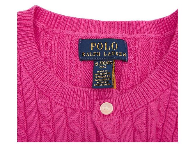 Ralph Lauren Strickjacke mit Zopfmuster für Kinder ROSA (Größe für Erwachsene verfügbar) Pink - Ansicht 10