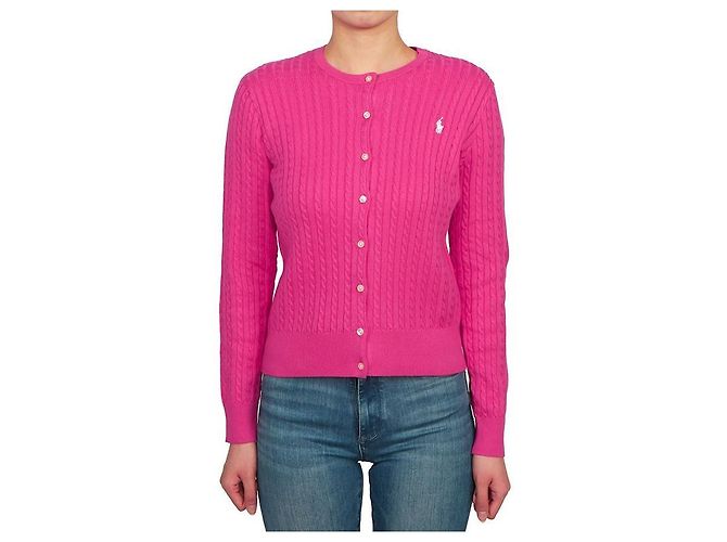 Ralph Lauren Strickjacke mit Zopfmuster für Kinder ROSA (Größe für Erwachsene verfügbar) Pink - Ansicht 2