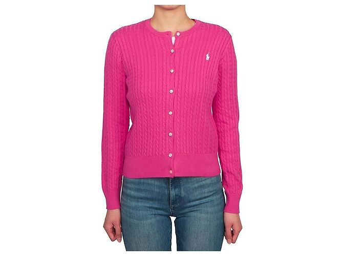 Ralph Lauren Strickjacke mit Zopfmuster für Kinder ROSA (Größe für Erwachsene verfügbar) Pink - Ansicht 3