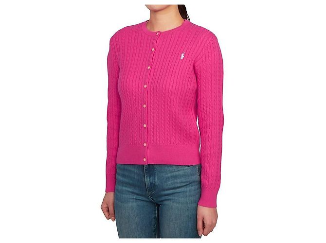 Ralph Lauren Strickjacke mit Zopfmuster für Kinder ROSA (Größe für Erwachsene verfügbar) Pink - Ansicht 4