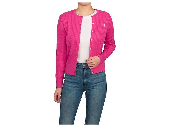 Ralph Lauren Strickjacke mit Zopfmuster für Kinder ROSA (Größe für Erwachsene verfügbar) Pink - Ansicht 6