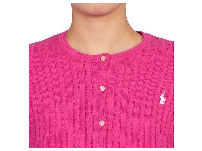 Ralph Lauren Strickjacke mit Zopfmuster für Kinder ROSA (Größe für Erwachsene verfügbar) Pink - Ansicht 7