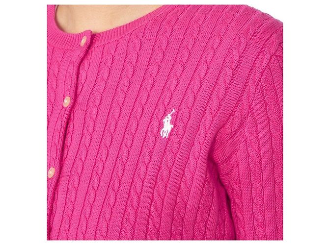 Ralph Lauren Strickjacke mit Zopfmuster für Kinder ROSA (Größe für Erwachsene verfügbar) Pink - Ansicht 8