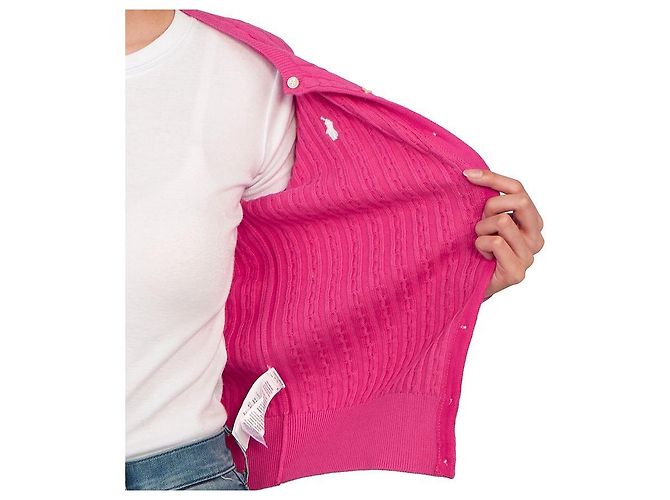 Ralph Lauren Strickjacke mit Zopfmuster für Kinder ROSA (Größe für Erwachsene verfügbar) Pink - Ansicht 9