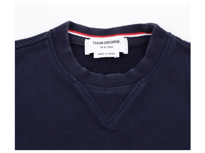 Thom Browne Classic Engineered Sweatshirt mit diagonalen Streifen für Herren Navy Blau - Ansicht 3
