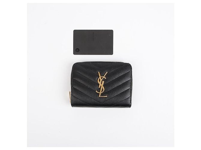 Saint Laurent Cartera redonda compacta Negro - vista 9
