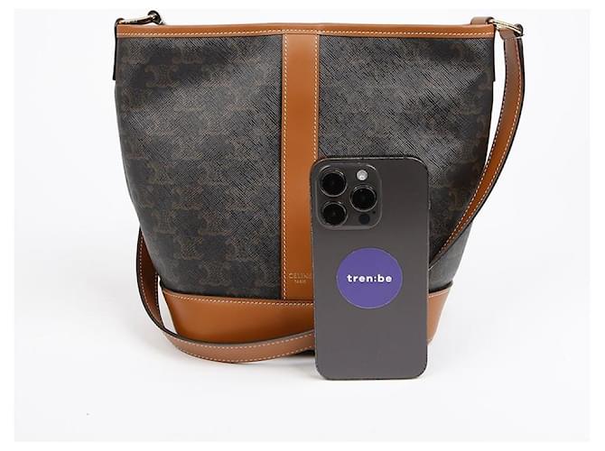 Céline Piccola borsa a tracolla a secchiello Triofe Marrone - vista 7