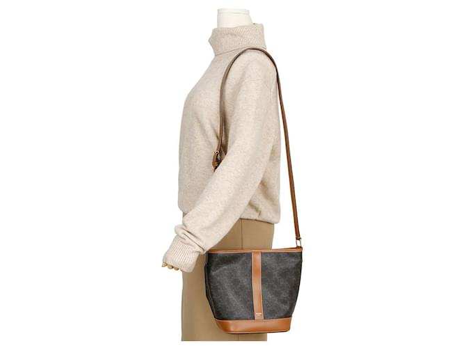Céline Piccola borsa a tracolla a secchiello Triofe Marrone - vista 9