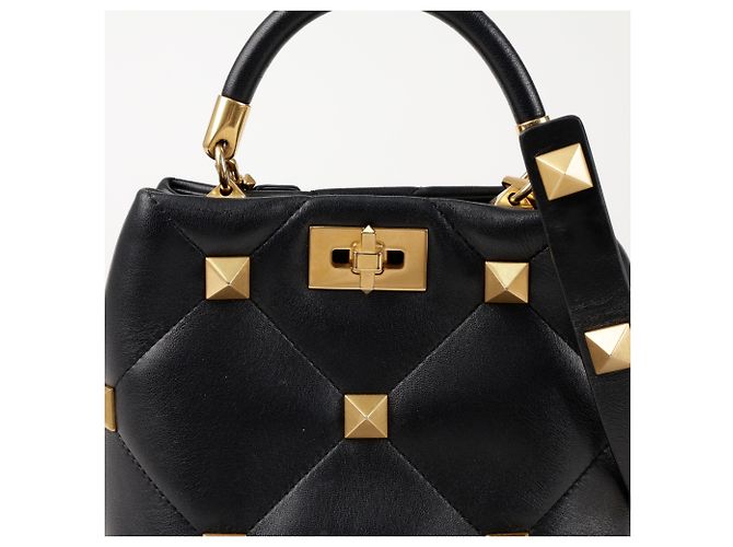 Valentino Roman Stud Small Nappa Leder Handtasche Schwarz - Ansicht 2